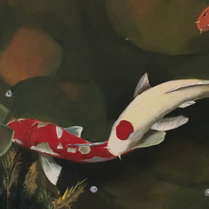 "Koi Fishes" by Feri Bashar, Oil on Canvas