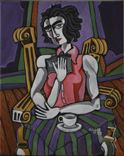 "Woman Reading 2" by Nagui Achamallah, Acrylic on Canvas