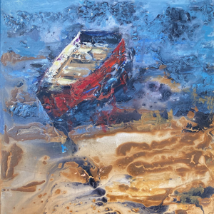 "Dingy at Rest" by Stephanie Godbey, Mixed Media on Canvas
