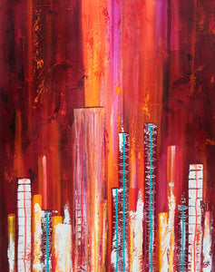 "Electroscape 1" Susie Hall, Acrylics on gallery-wrapdped canvas with the edges painted black