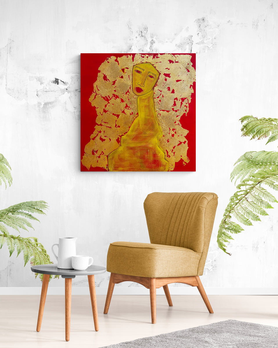 "Golden Beauty" By Souzan Zargari, Acrylic And Gold Leaf On Canvas ...