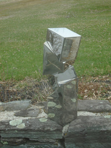 "Cube Column 24" by Stephen Porter, Stainless Steel Sculpture