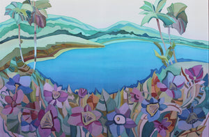 "Laguna Beach" by Irina Dorofeeva, Hand-Painted Silk, 100% Natural Silk, Silk Dyes, Gutta Resist