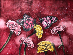 "Pink Butterfliesr" By Kim Winberry, Print on Metal