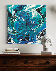 "Go with the Flow series - the Ocean" by  Natalia Schäfer, Acrylic on Gesso Board