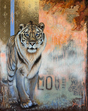 Artistic depiction of a tiger with a textured background