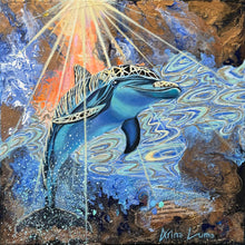 "Dolphin’s Song" by Arina Luma, Mixed Media on Canvas