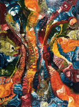 Abstract artwork with vibrant colors and textures