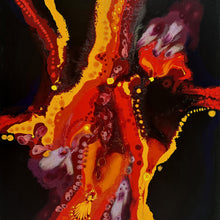 Abstract artwork with vibrant colors on a dark background