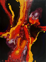 Abstract artwork with vibrant colors on a dark background