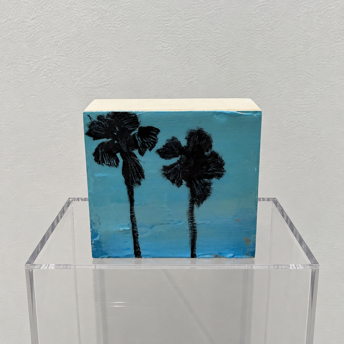 "Glass Box" Laguna Beach Small Original mixed media on wood panel, sits on the shelf or hang on the wall