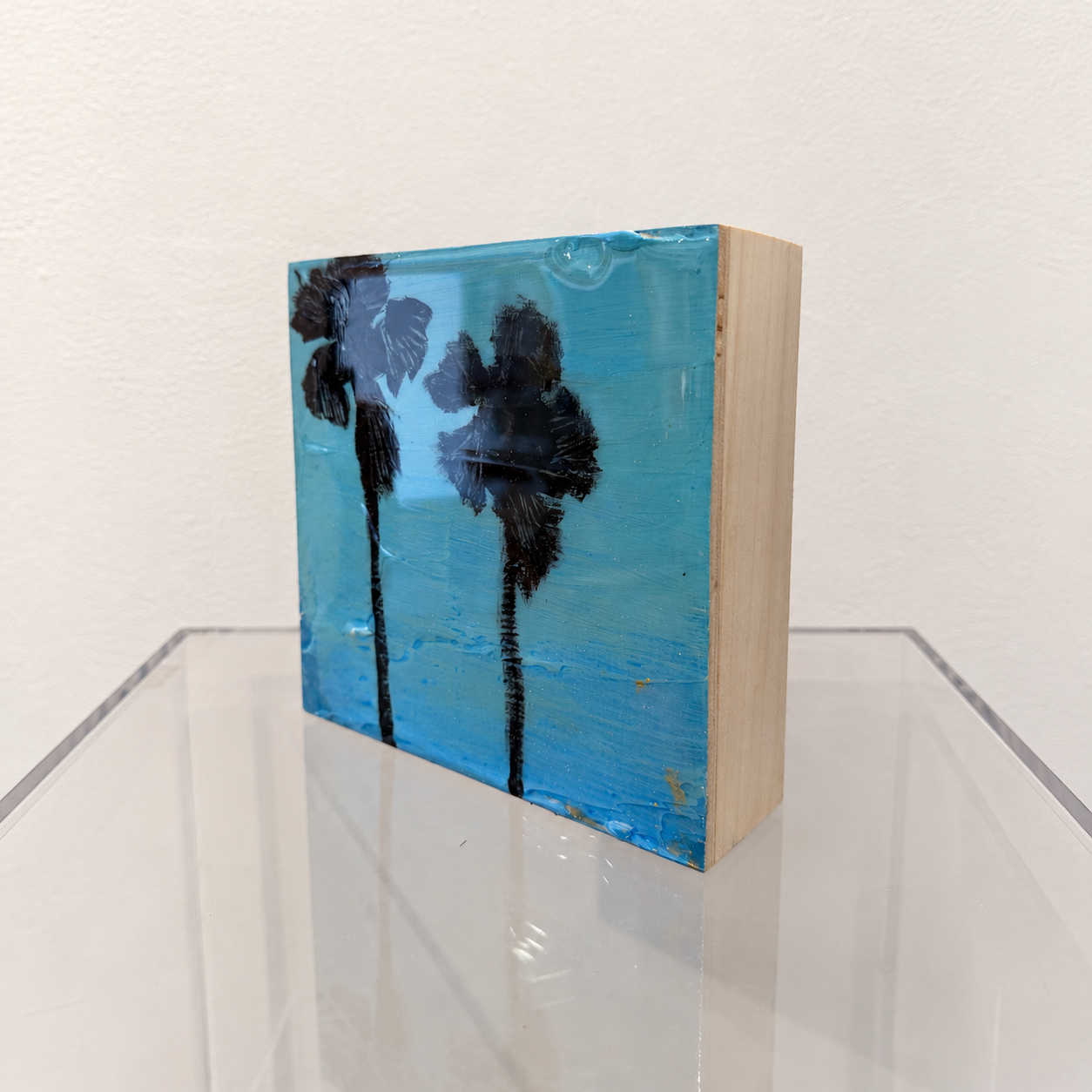 "Glass Box" Laguna Beach Small Original mixed media on wood panel, sits on the shelf or hang on the wall