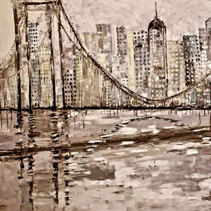 "Brooklyn Bridge" by Mojgan Vahdati-Nia, Oil on Canvas