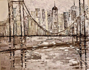 "Brooklyn Bridge" by Mojgan Vahdati-Nia, Oil on Canvas