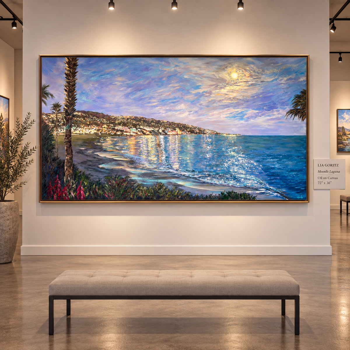 Lia Goritz "Luminescence over Main Beach" 72"X36" Laguna Beach–based oil painter