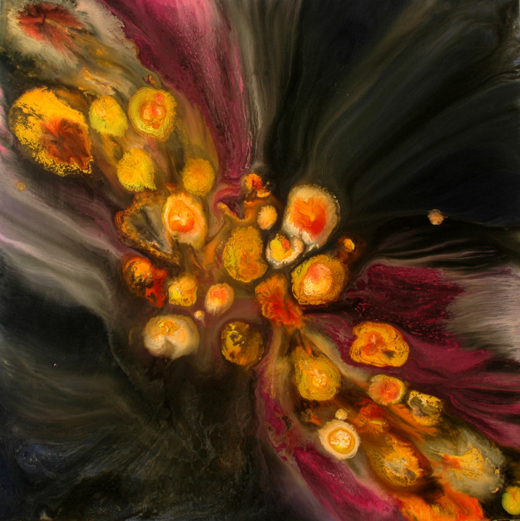 Abstract art with swirling colors and patterns