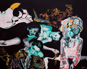 "Gold Nipple" by Samantha Catron, Acrylic and Gouache on Canvas