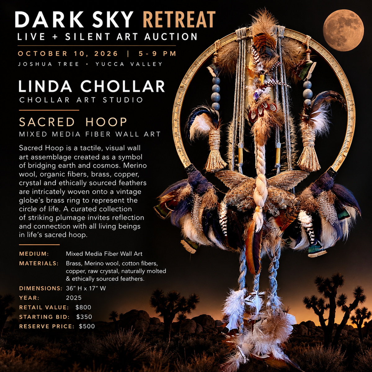 Linda Chollar "Sacred Hoop" Mixed Media Value 800 start 350