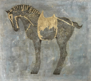 "Gilded Saddle" by Christy Linton, Mixed Media on Canvas