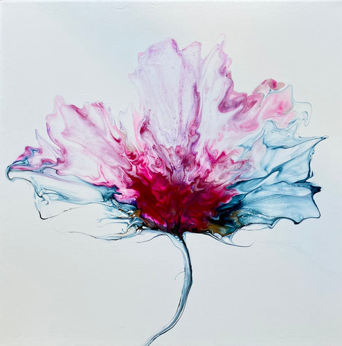 “Pink Poppy” by Kimberly Altman, Fluid Acrylic on Canvas