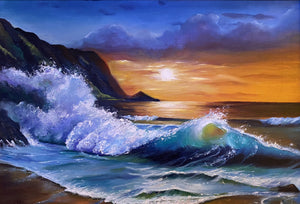 "Sunset Serenity" by Feri Bashar, Oil on Canvas
