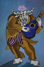 "Buffalo Bull's Blue Guitar" by Nagui Achamallah, Acrylic on Canvas