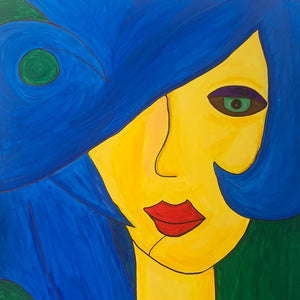 "Lady with Blue Hair" by Catherine Benita, Giclée on Canvas