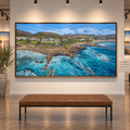 Lia Goritz "Lawn Bowling Club and Monument, Heisler Park, Laguna Beach" 72"X36" oil painting