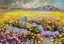 "Golden Flower Fields" by Tarman, Oil on Wood Panel