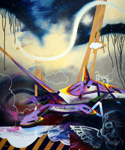 "Last Setting" by Harry Salmi, Acrylic and Spray Paint on Canvas