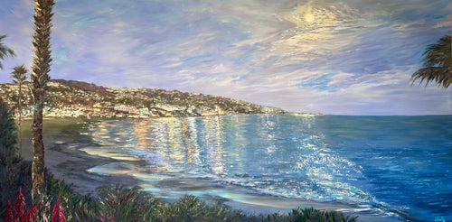 Lia Goritz "Luminescence over Main Beach" 72"X36" Laguna Beach–based oil painter