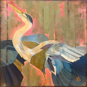"Blue Heron" by Rokhsareh Shojaedin, Acrylic on Canvas