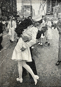 "Kissing Sailor Mosaic" by Jay Nadeau, Mixed Media on Wood