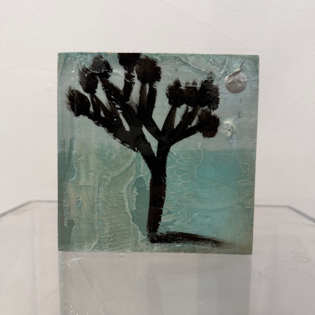 "Glass Box" Joshua Tree Small Original mixed media on wood panel, sits on the shelf or hang on wall (Copy)