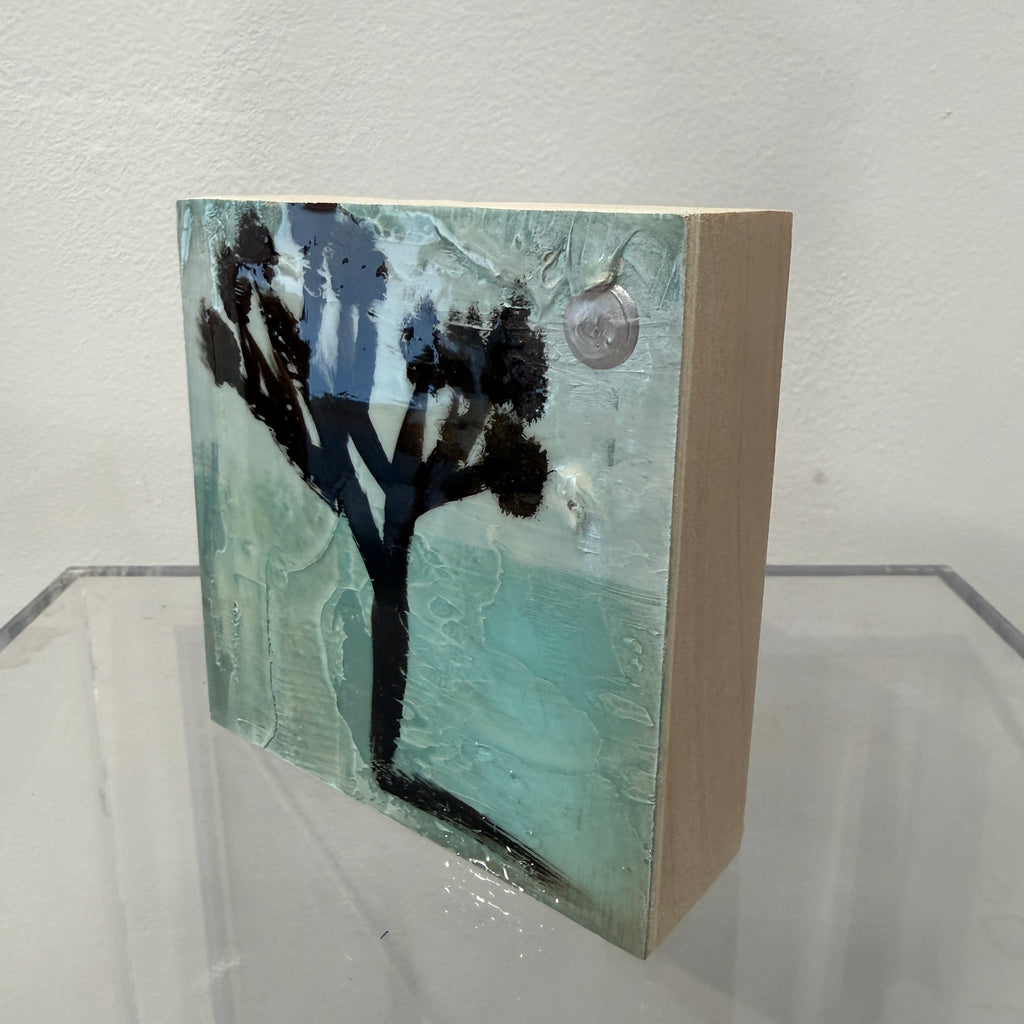 "Glass Box" Joshua Tree Small Original mixed media on wood panel, sits on the shelf or hang on wall (Copy)