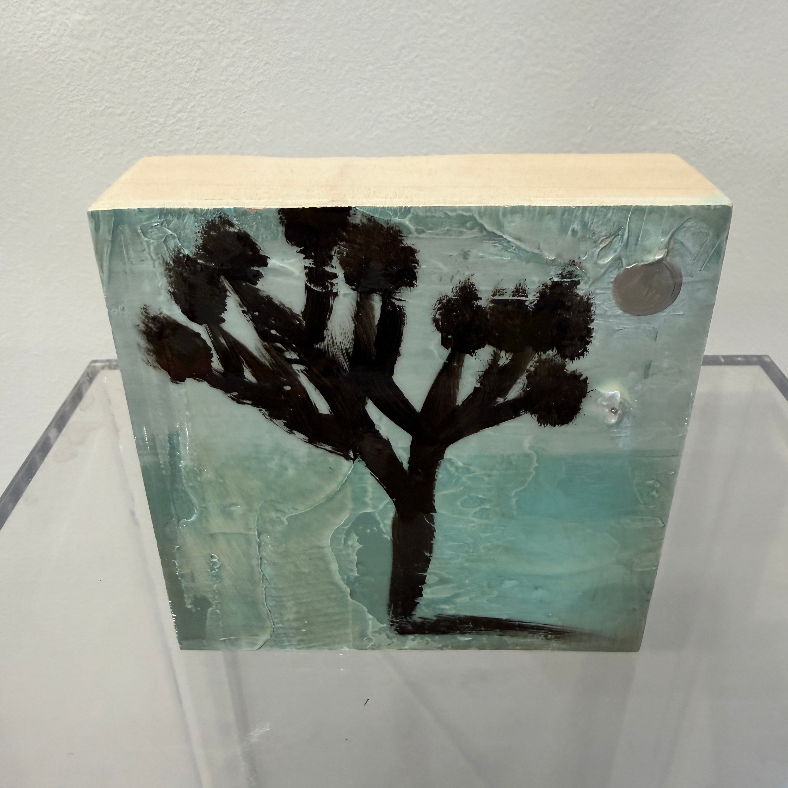 "Glass Box" Joshua Tree Small Original mixed media on wood panel, sits on the shelf or hang on wall (Copy)