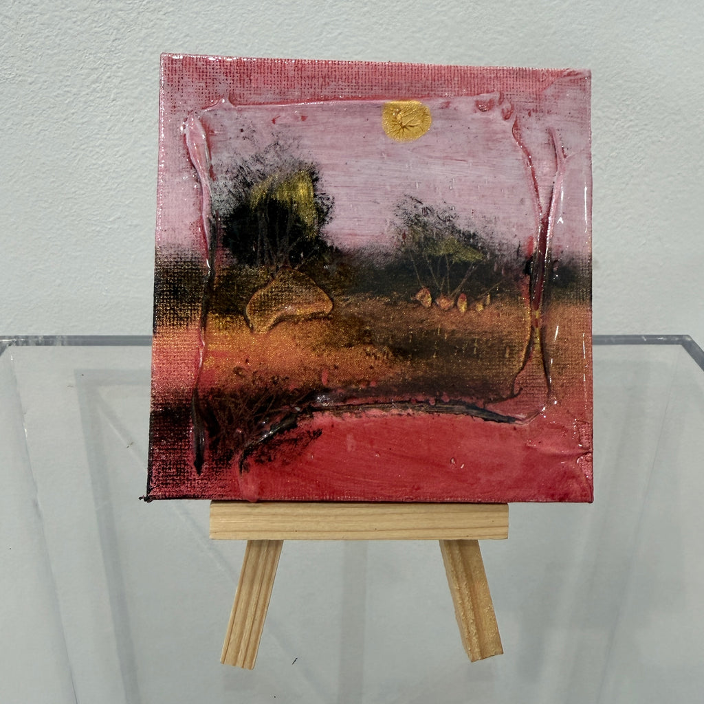 4"X4" "Laguna Beach Canyon" Mini-original on canvas with mini-easel signed on the reverse