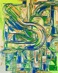 "Organically Hieroglyphic" by Ing Weaver, Acrylic on Canvas