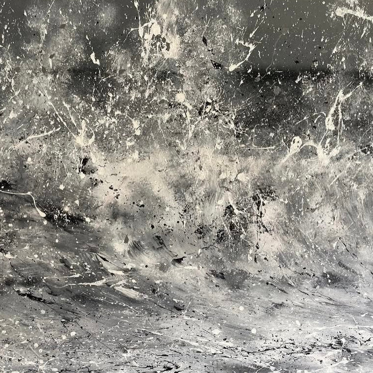 Close-up of a textured surface with black and white patterns