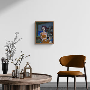 "Seated Model" by Nagui Achamallah, Acrylic on Canvas