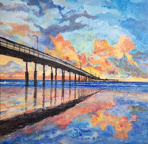 "OB Pier" by Moira Lumpkin, Acrylic on Canvas