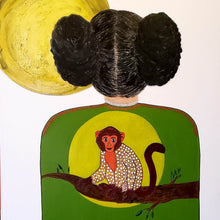 "Monkey On Her Back" by Pati Maez, Mixed Media on Canvas