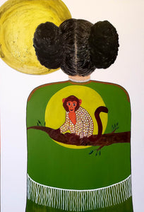 "Monkey On Her Back" by Pati Maez, Mixed Media on Canvas