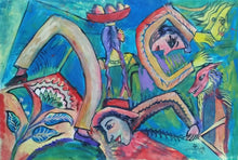 "El Lobo y la Costeña" by Oscar Martínez, Acrylic on Paper