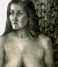 "The Strongest Half" by Nancy Lu Rosenheim, Pastel Pencil, Light Molding Paste, 2 Panels, Silver and Aluminum Leaf