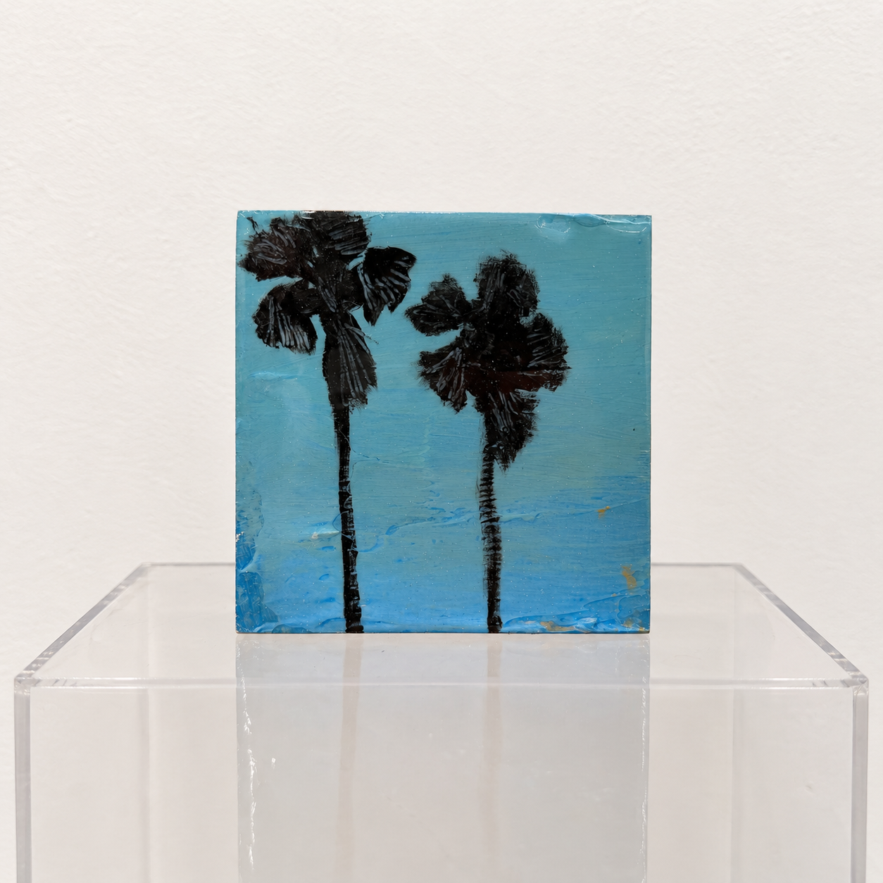 "Glass Box" Laguna Beach Small Original mixed media on wood panel, sits on the shelf or hang on the wall