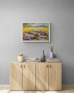 "Golden Flower Fields" by Tarman, Oil on Wood Panel