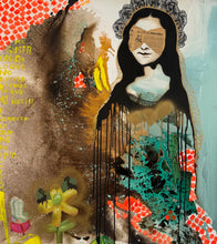 “Mona-lizza” by Lucia Apodaca, Mixed Media on Canvas