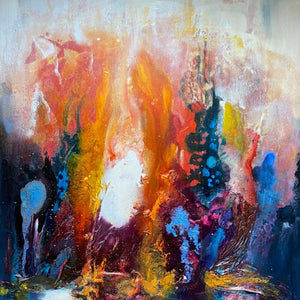 “Flickering Flames”” by Ladan Abbaspour, Acrylic on Canvas