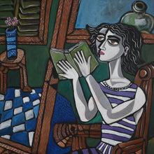"Woman Reading" by Nagui Achamallah, Acrylic on Canvas